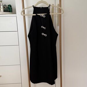 Zara Elegant Black Mini Dress with Silver Details